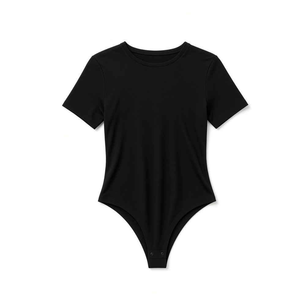 Quince Second Skin T-Shirt Thong Bodysuit Women Black NWT Short Sleeve Medium